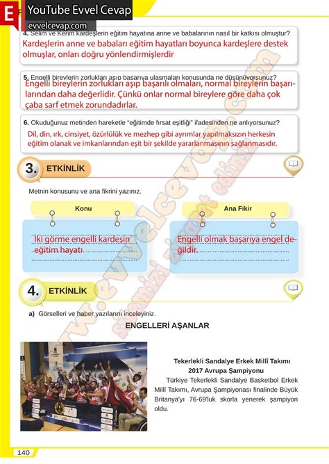 8 sınıf türkçe dersi kitabı cevapları
